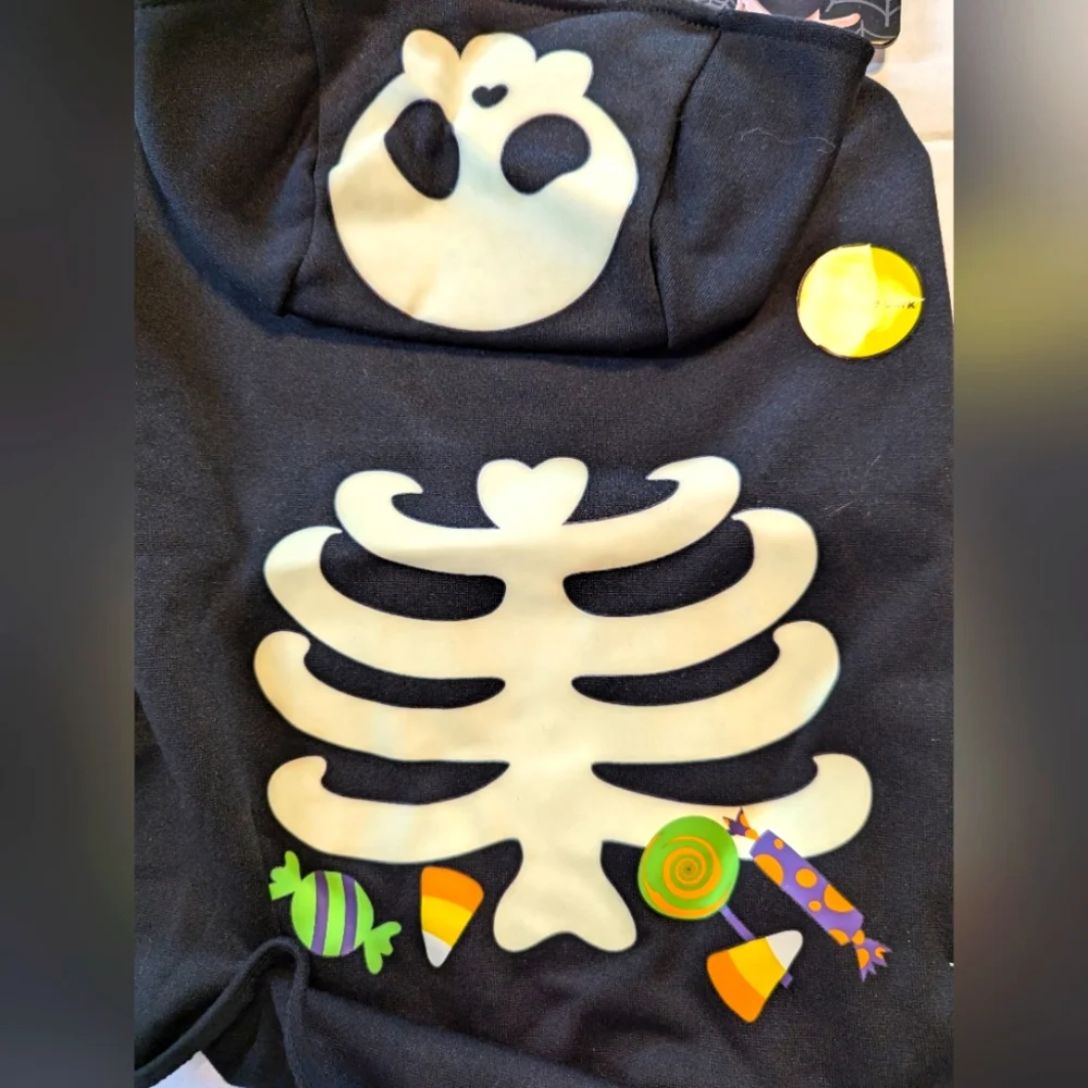 Pet Halloween Glow In The Dark Skeleton Costume Size Large BNWT